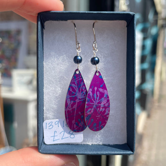 Cow Parsley Drop Earrings with Bead