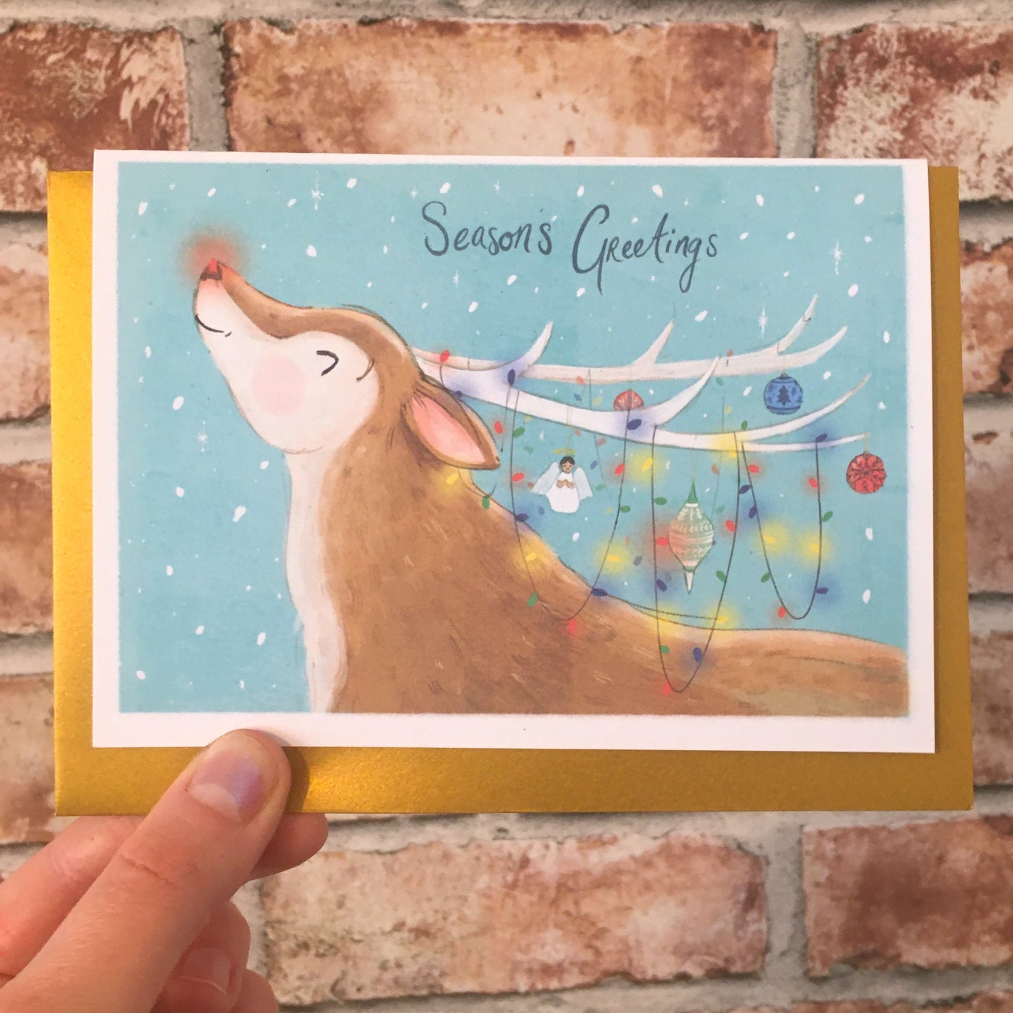 Reindeer Baubles Christmas Card