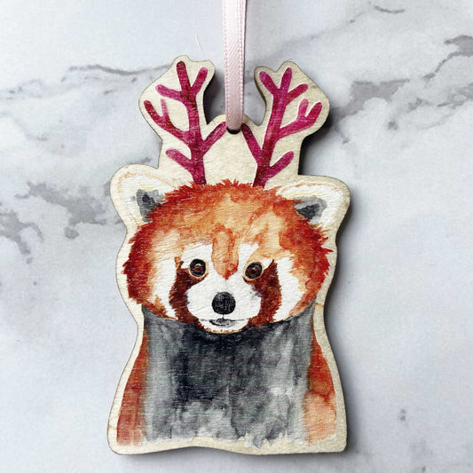 Red Panda Wooden Christmas Decoration