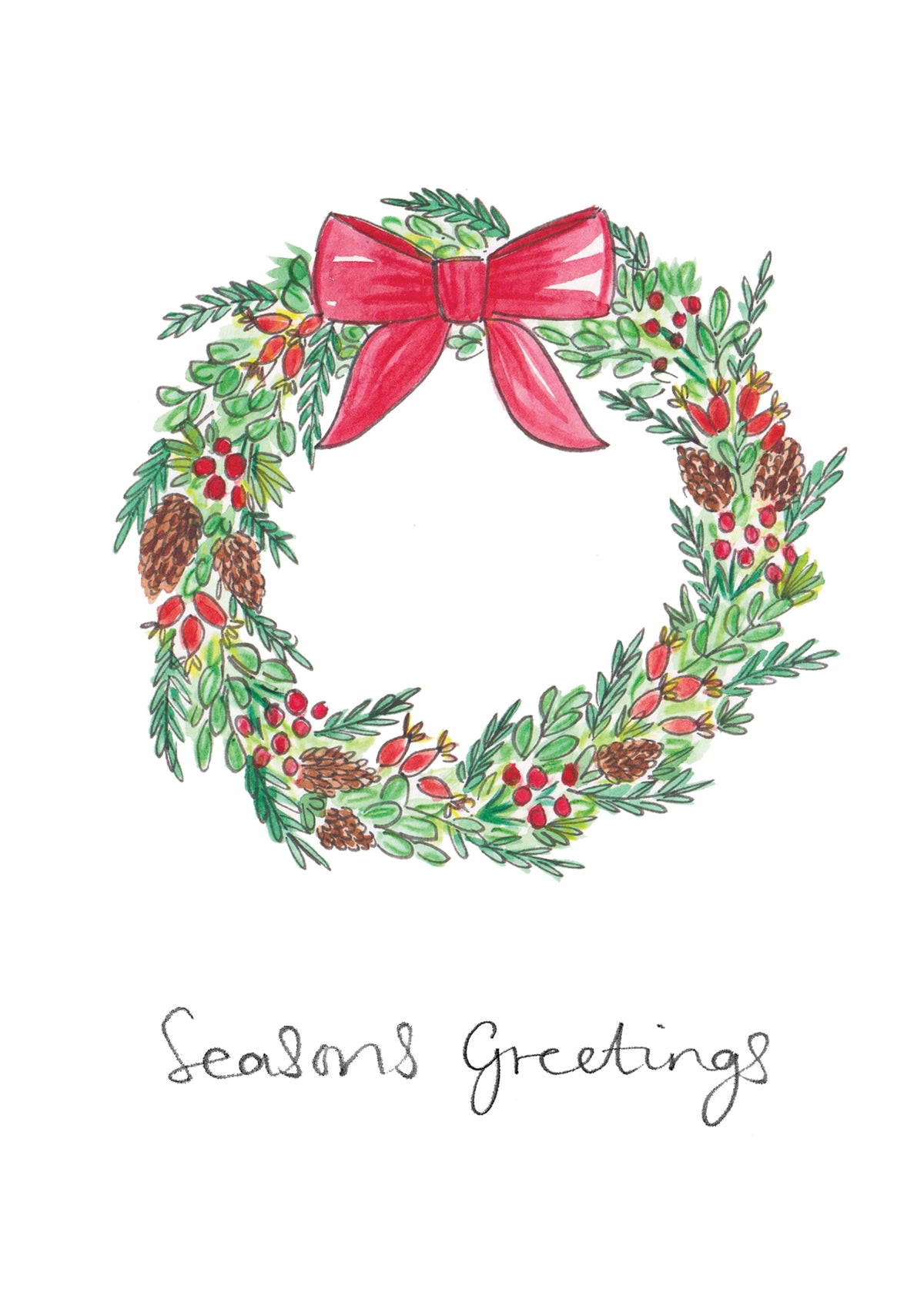 Red Wreath Christmas Card