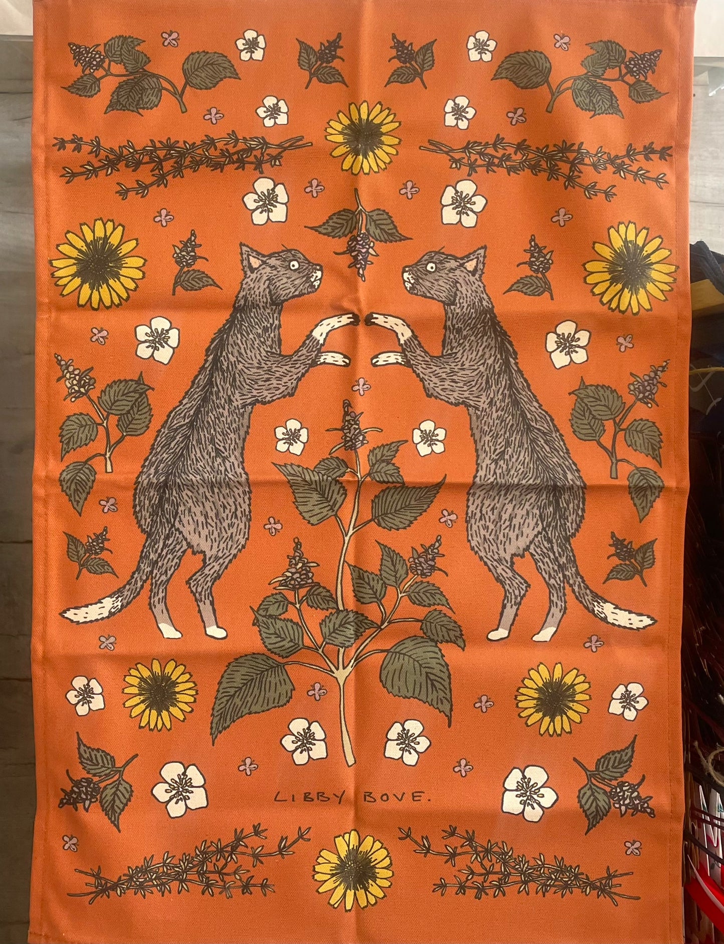 Red Cats Tea Towel