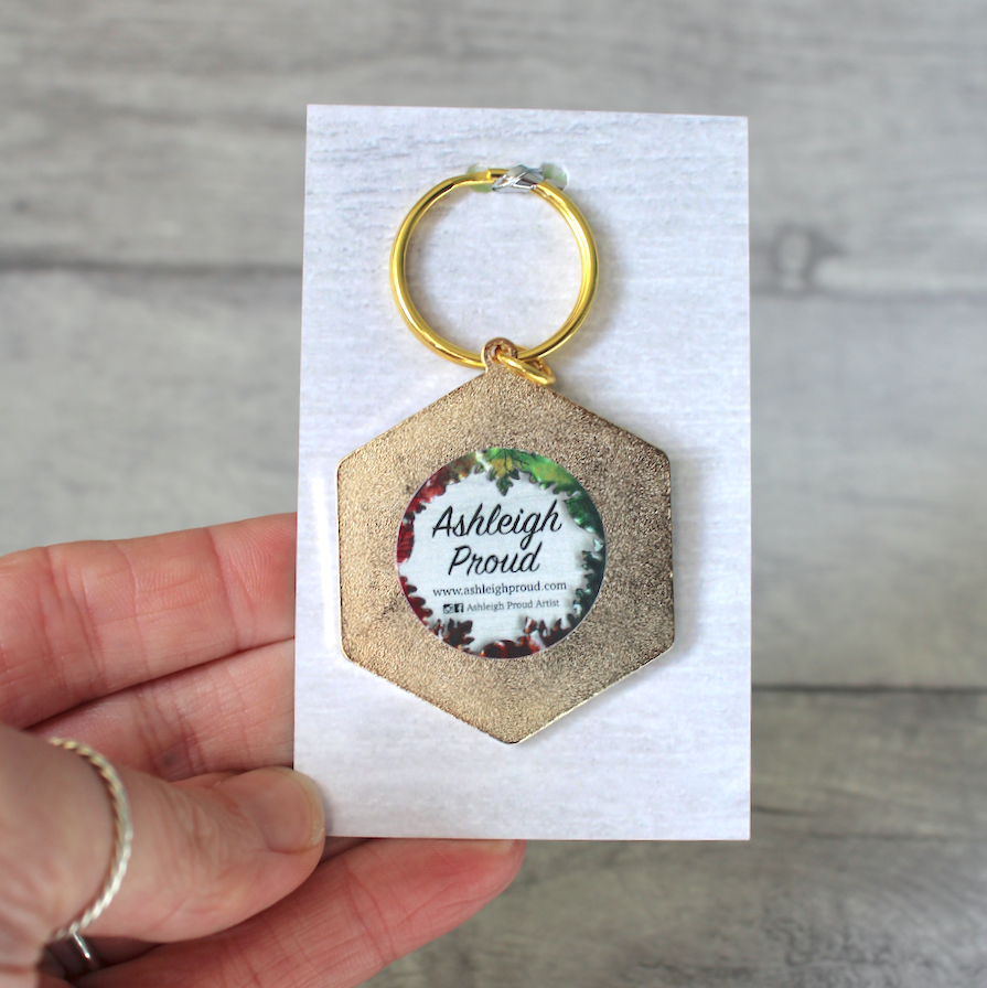 Honeycomb & Bee Keyring