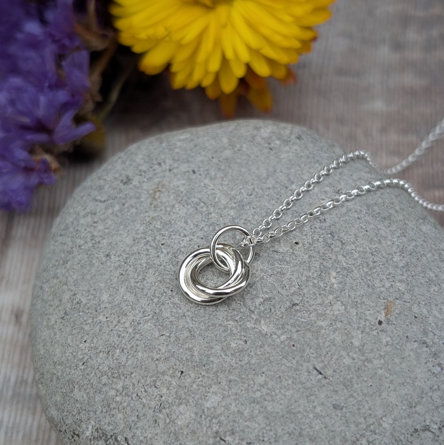 Silver Necklace - Dandelion - Russian Ring - Octagon
