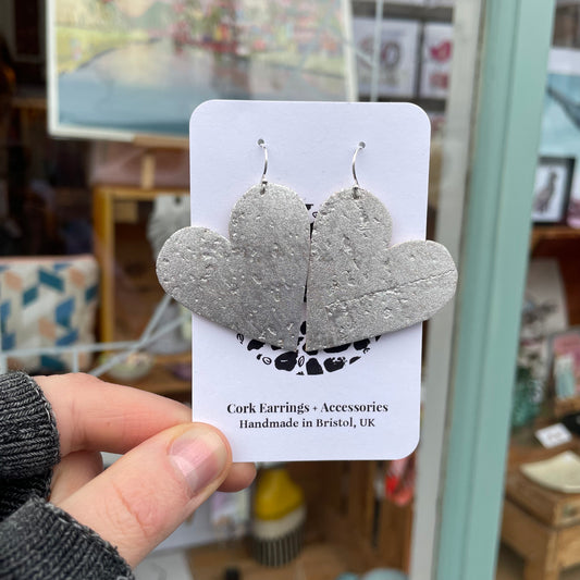 Silver Heart Cork Earrings