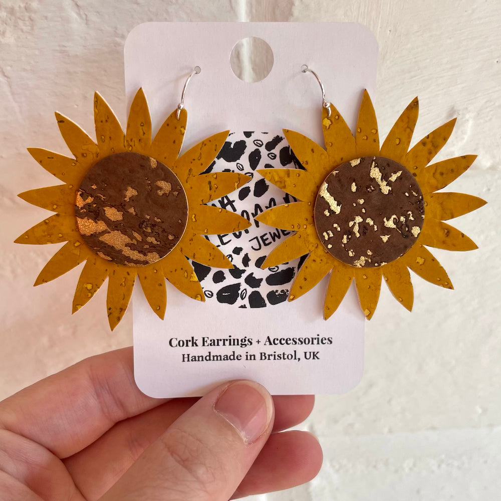 Sunflower Earrings Cork