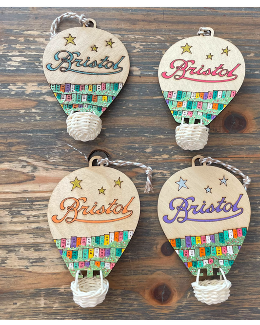 Laser Cut & Hand Painted Hanging Balloon with Wicker Basket