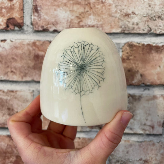 White Bud Vase with Cow Parsley Design