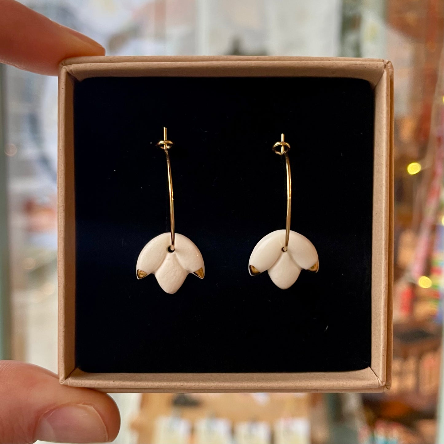 Porcelain Earrings (Gold Plated Hoops or Hooks)