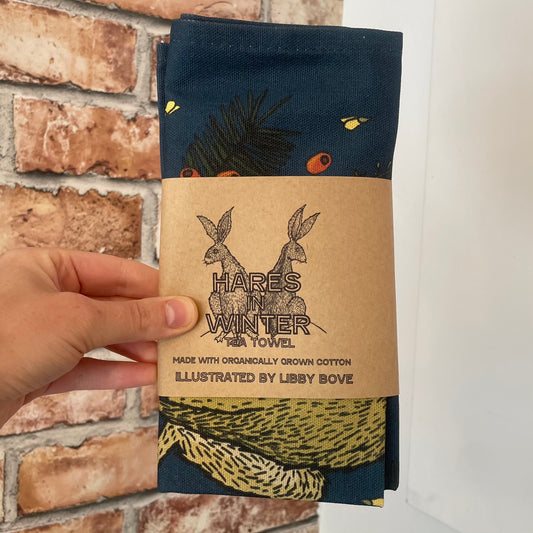 Winter Hares Tea Towel