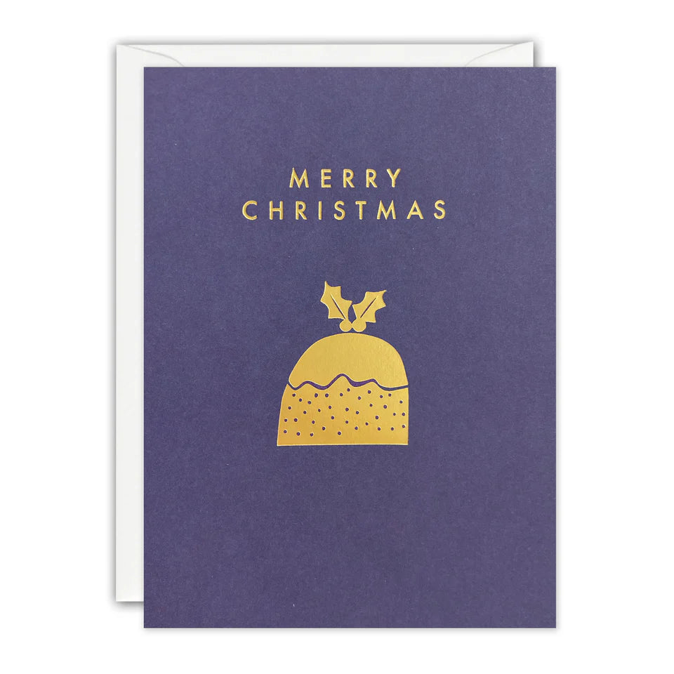 Gold Christmas Pudding Cards - Pack of 5