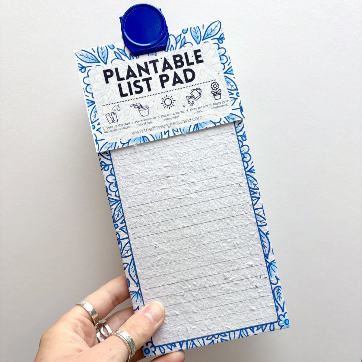Blue Floral Plantable Seed List Pads