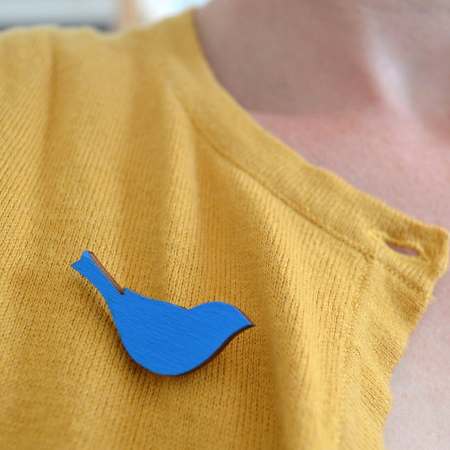 Wooden Bird Brooch