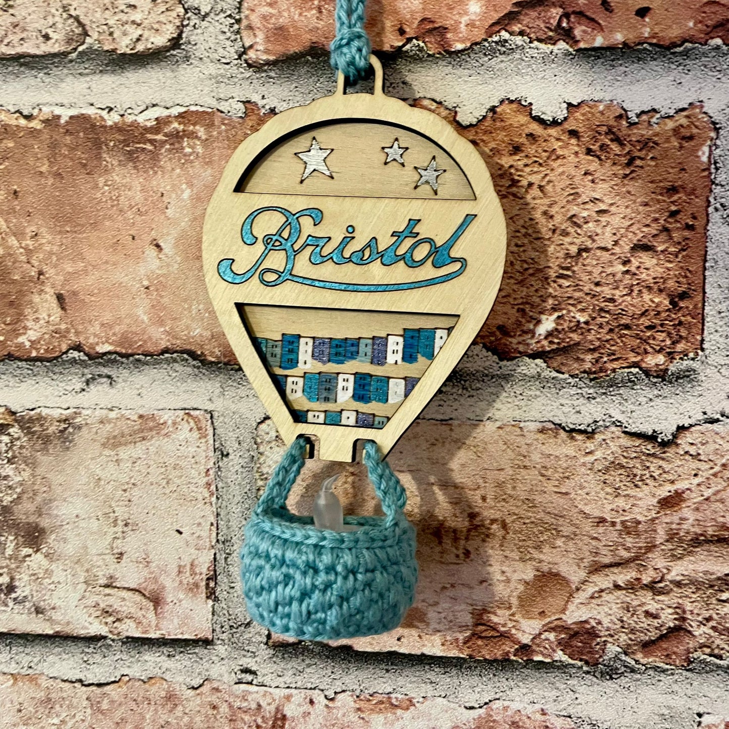 Hanging Bristol Balloon with Crocheted Basket