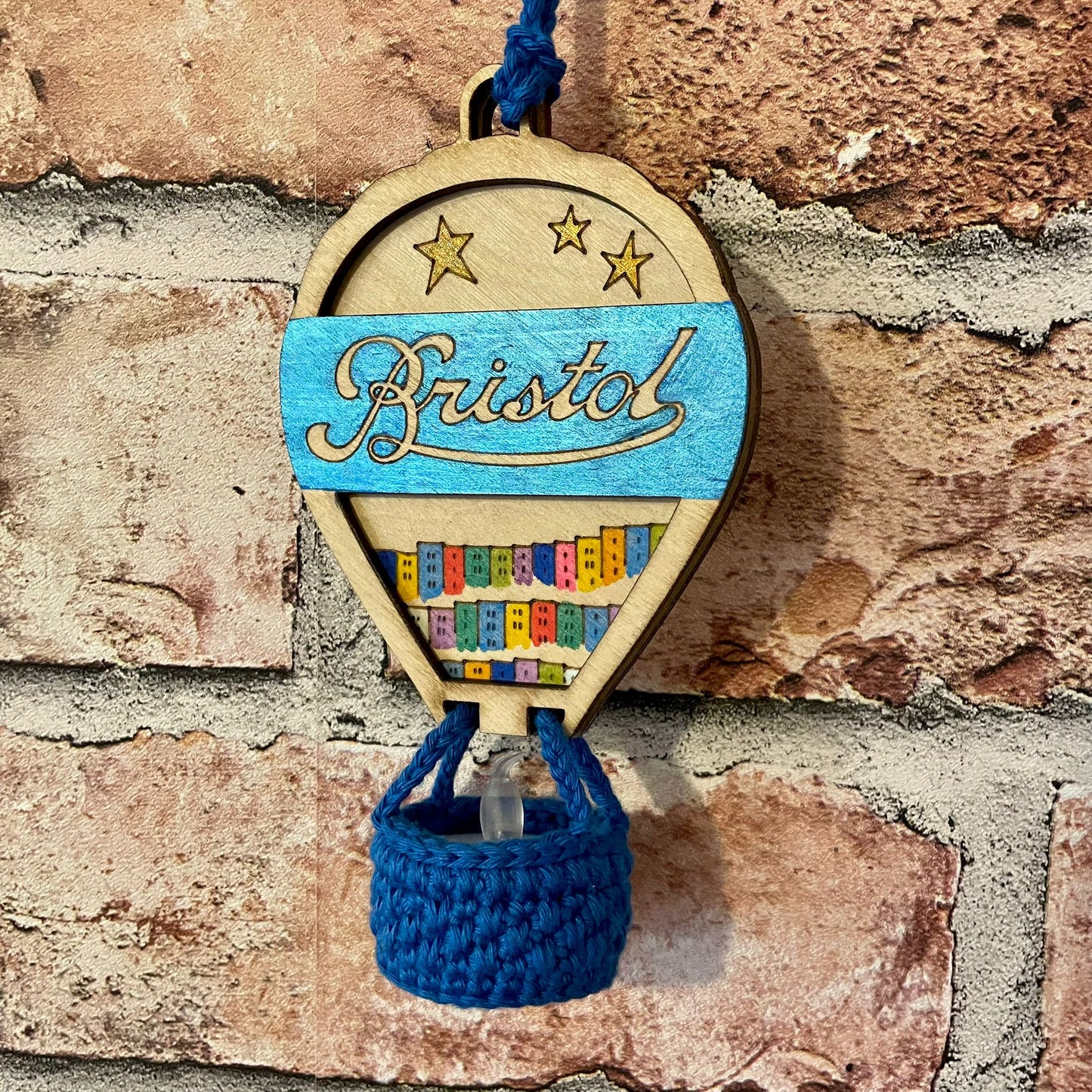 Hanging Bristol Balloon with Crocheted Basket