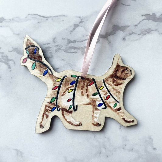 Wooden Cat Decoration