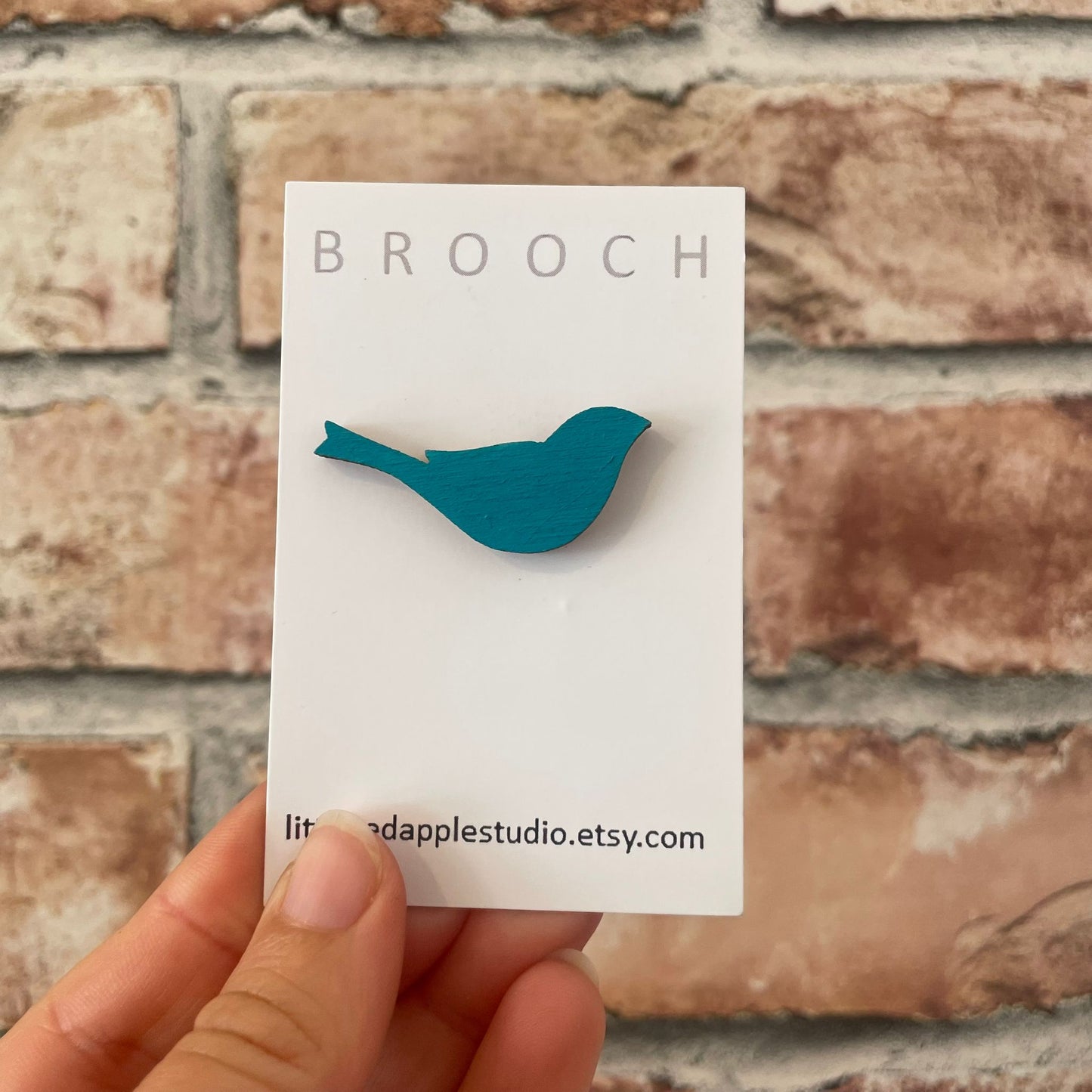 Wooden Bird Brooch