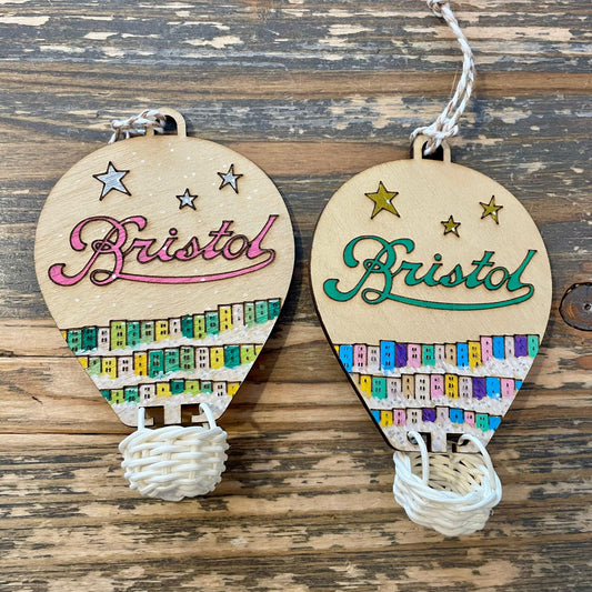 Laser Cut & Hand Painted Hanging Balloon with Wicker Basket