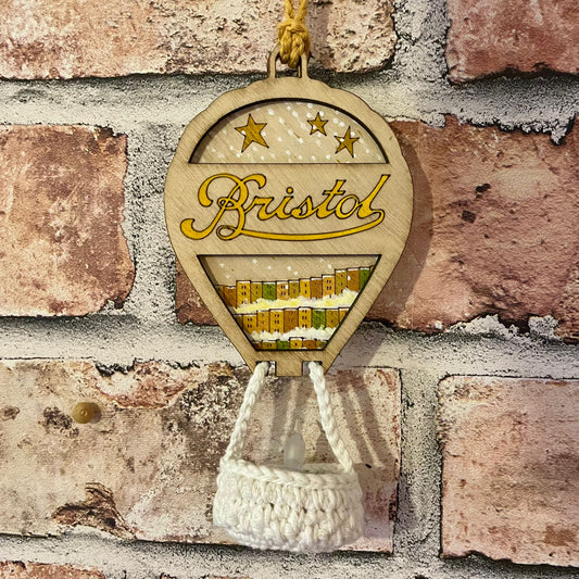 Hanging Bristol Balloon with Crocheted Basket