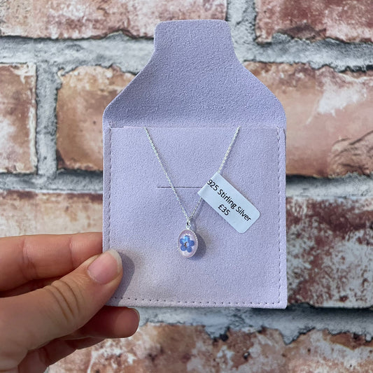 Pressed Forget-Me-Nots Necklace with 100% 925 Silver