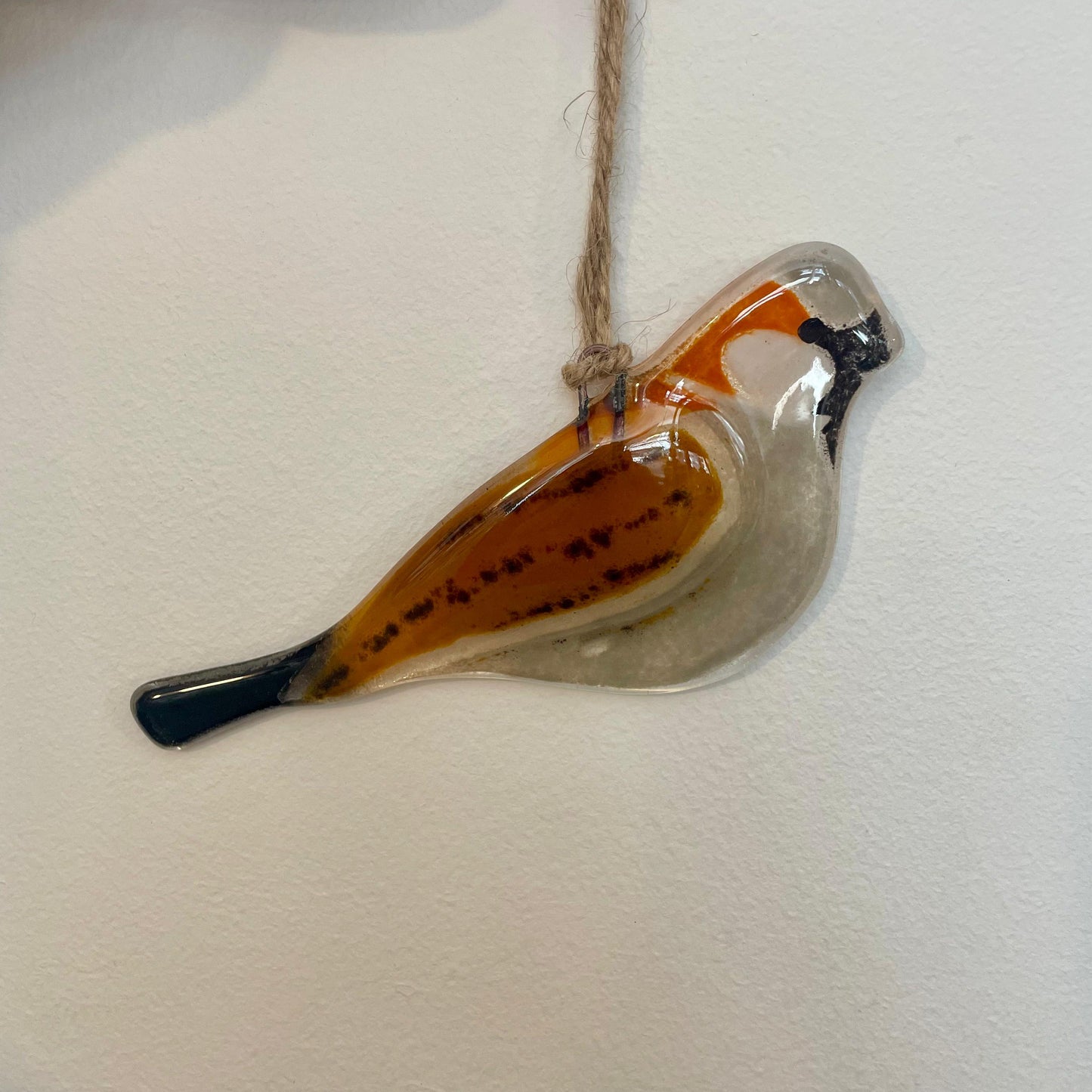 Fused Glass Hanging Sparrow
