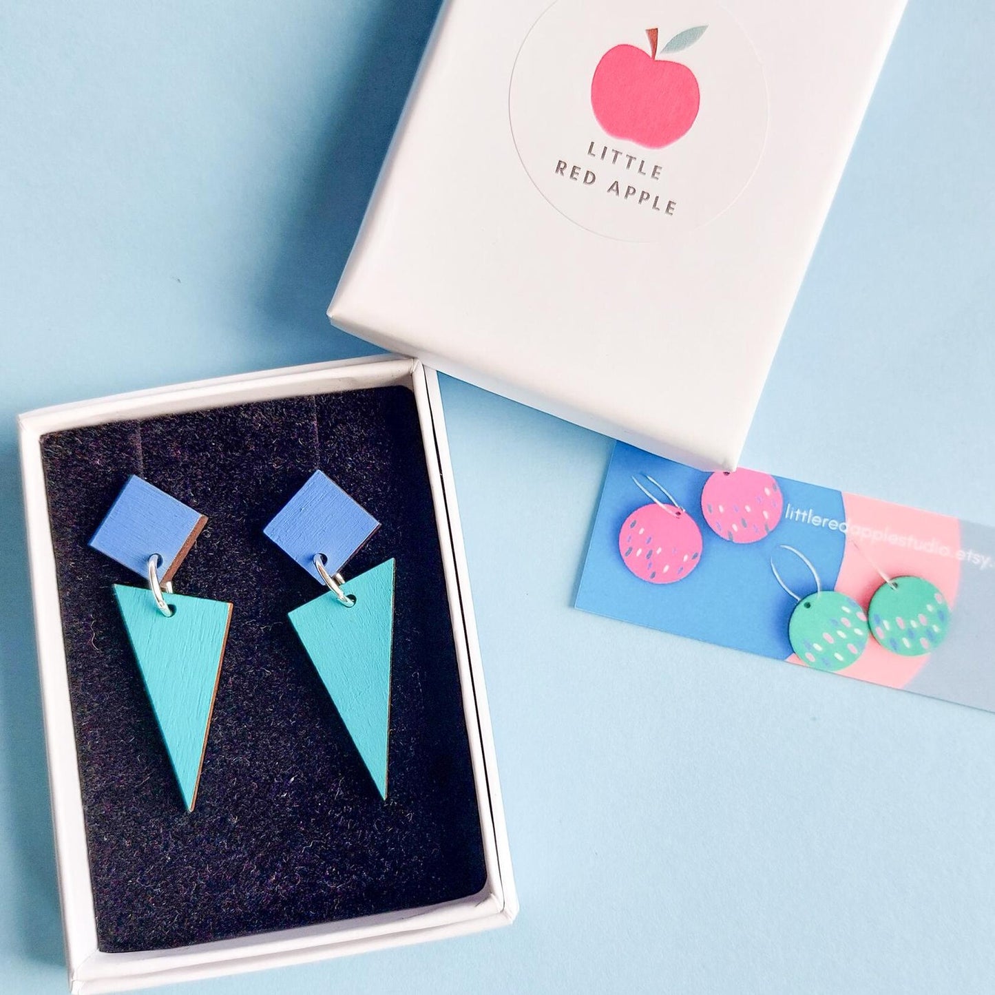Two Tone Triangle Dangly Earrings