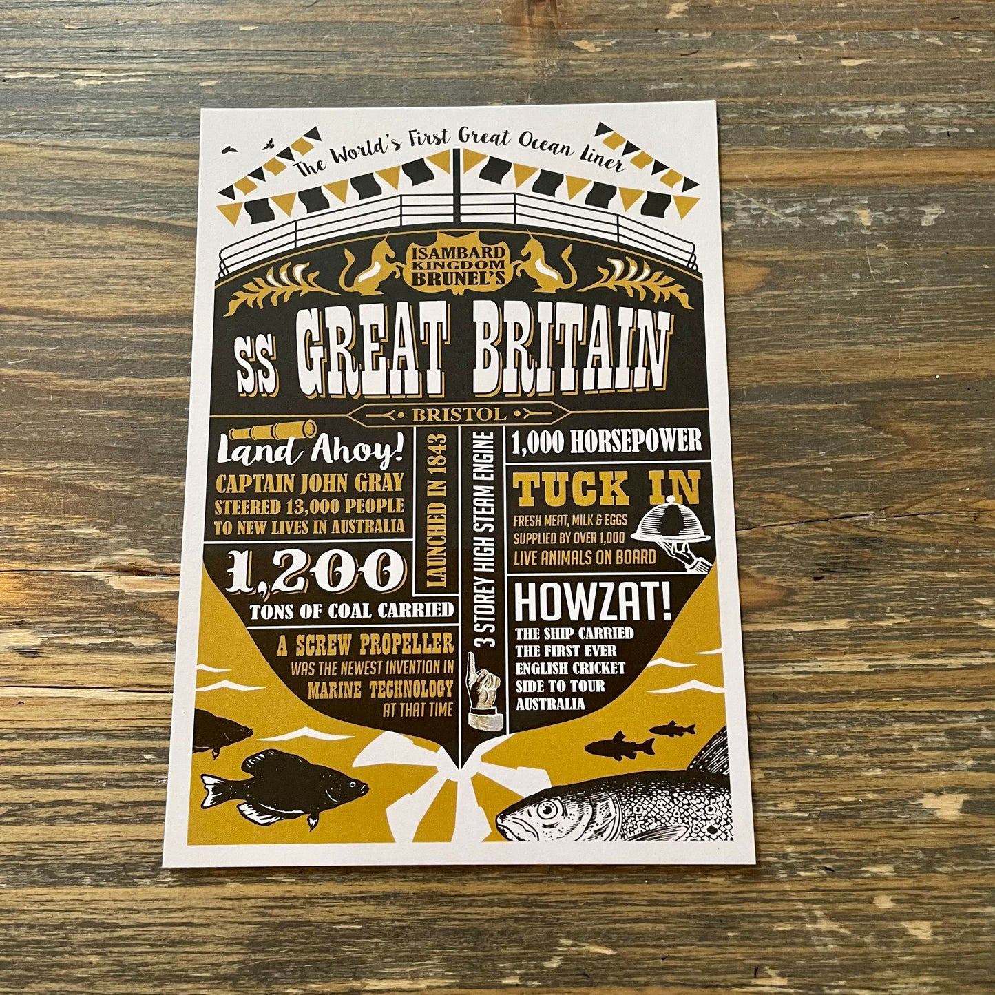 SS Great Bristain Facts Postcard