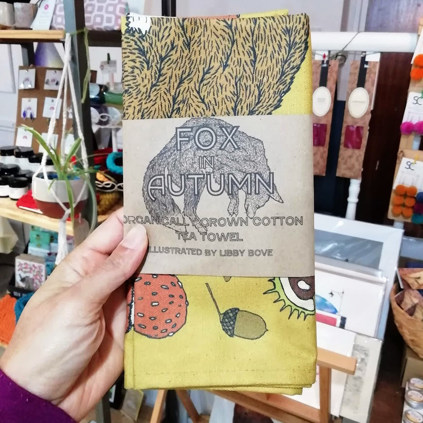 Autumn Fox Tea Towel