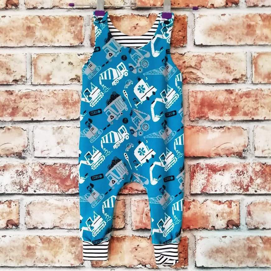 Blue Digger Baby Romper