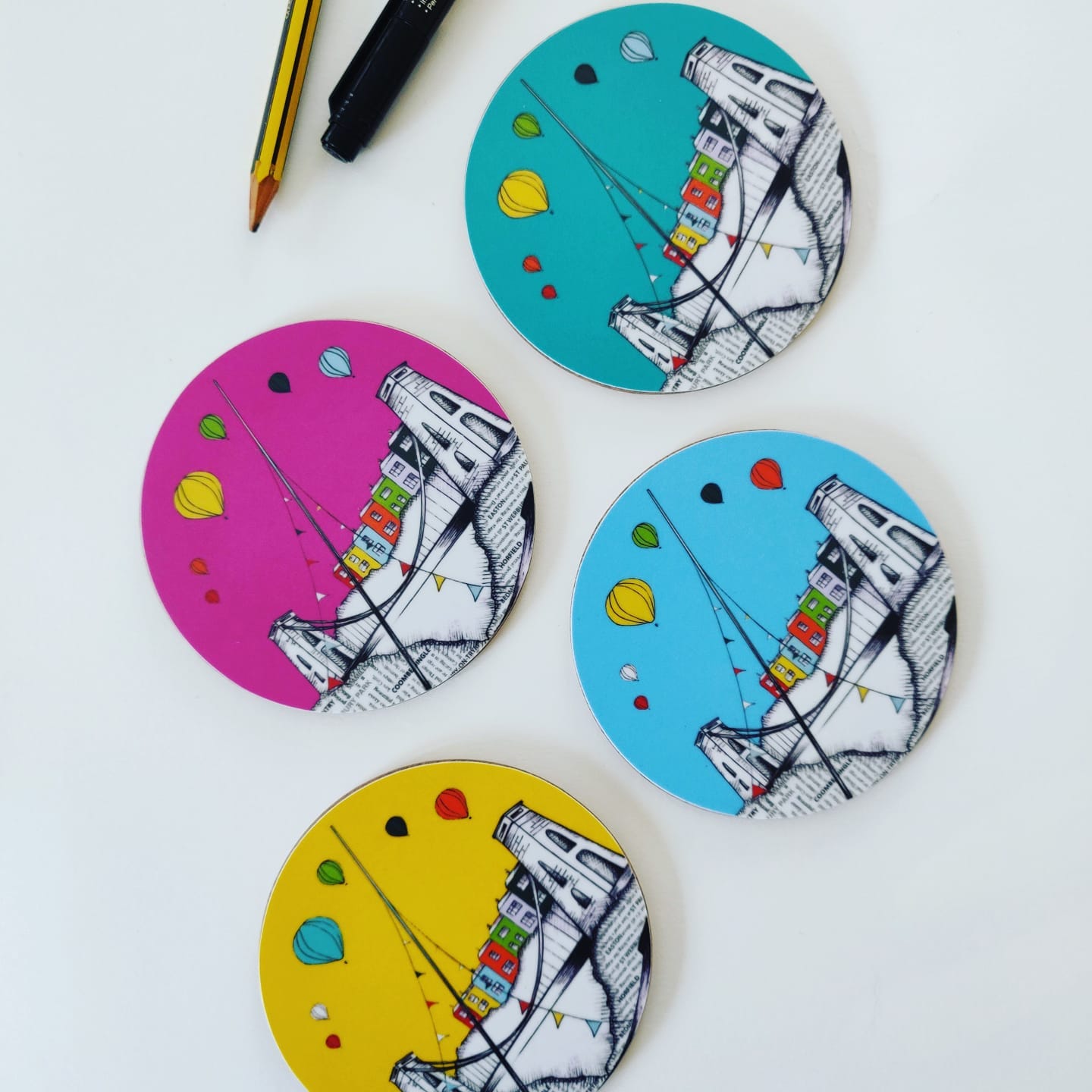 Set of 4 Coasters Mixed Colours