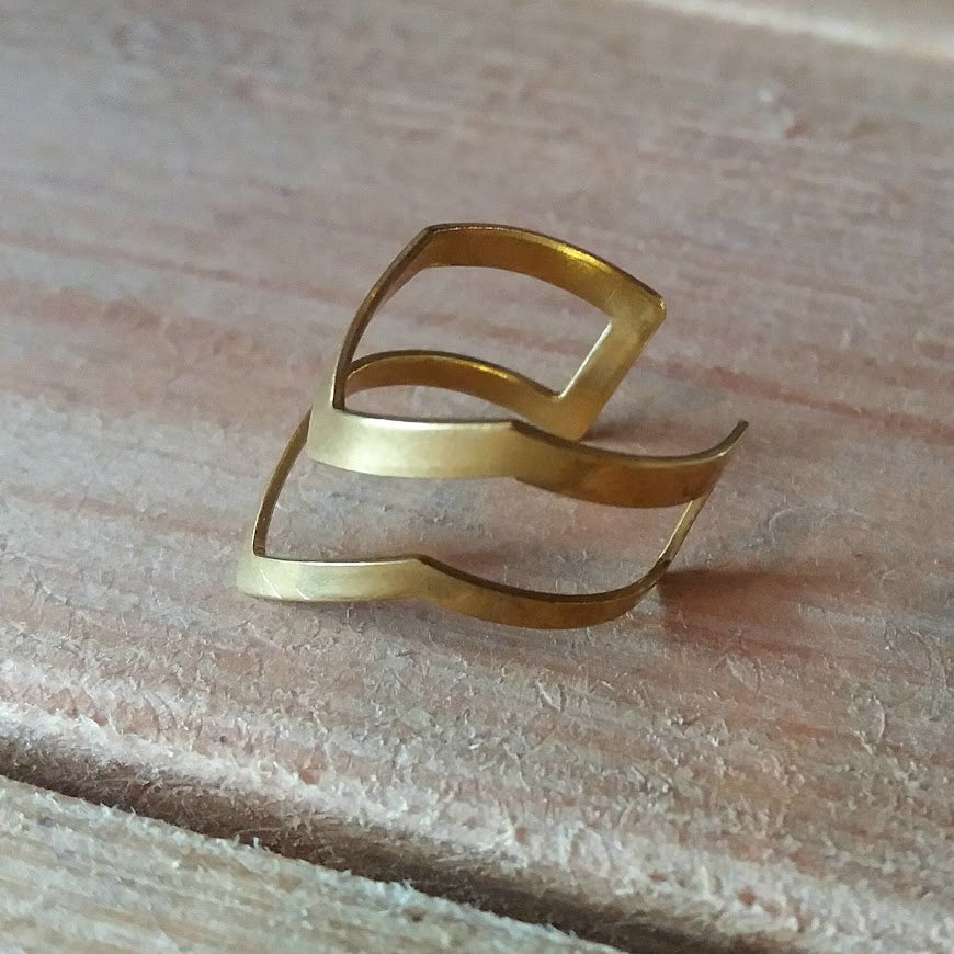 Double Chevron Brass Ring