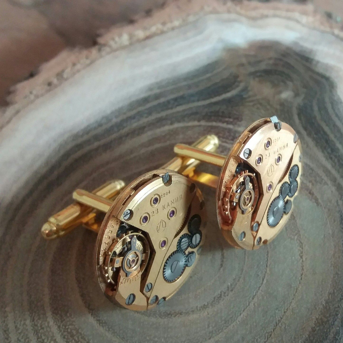 Gold Timepiece Cufflinks