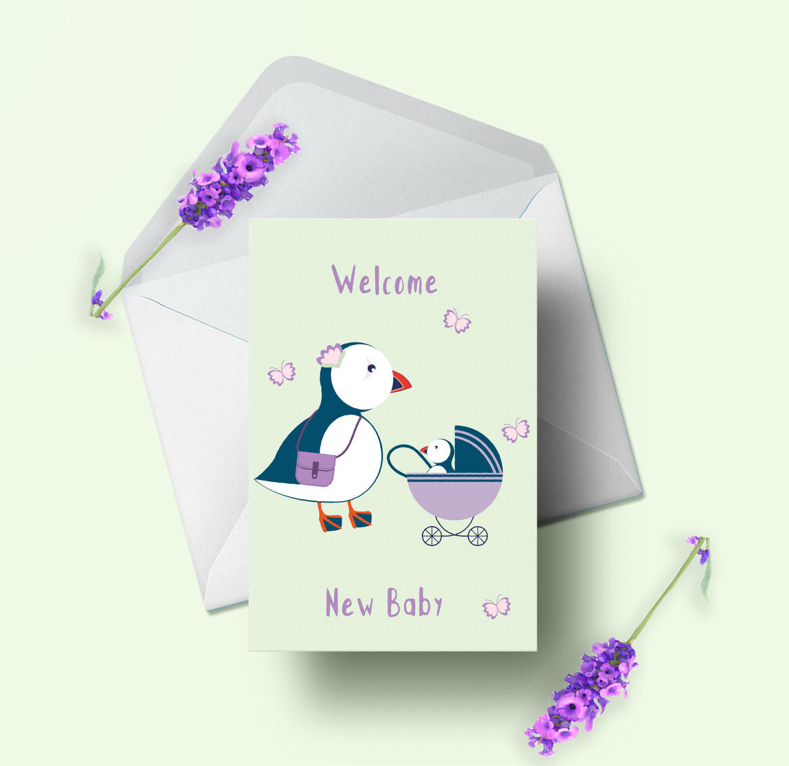 Welcome New Baby Puffin Card