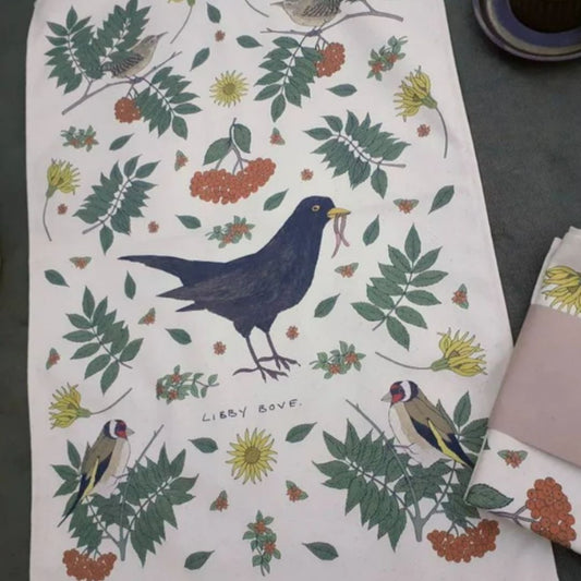 Birds in Rowan Tea Towel Cream