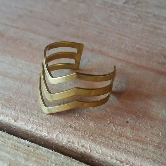 Triple Chevron Brass Ring