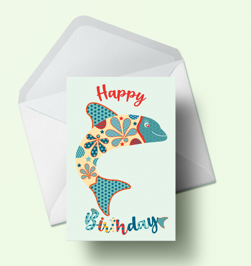 Happy Birthday Dolphin Card