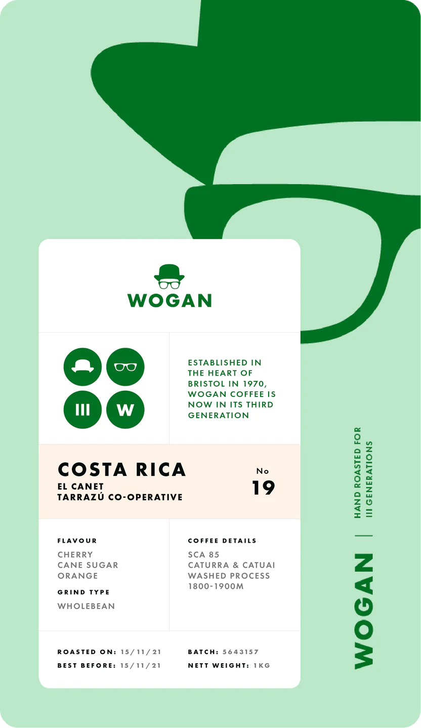 Wogan Coffee Costa Rican Whole Bean 250g