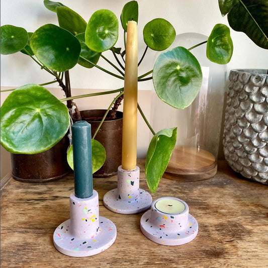 Lilac Terrazzo Candle Stick Holder